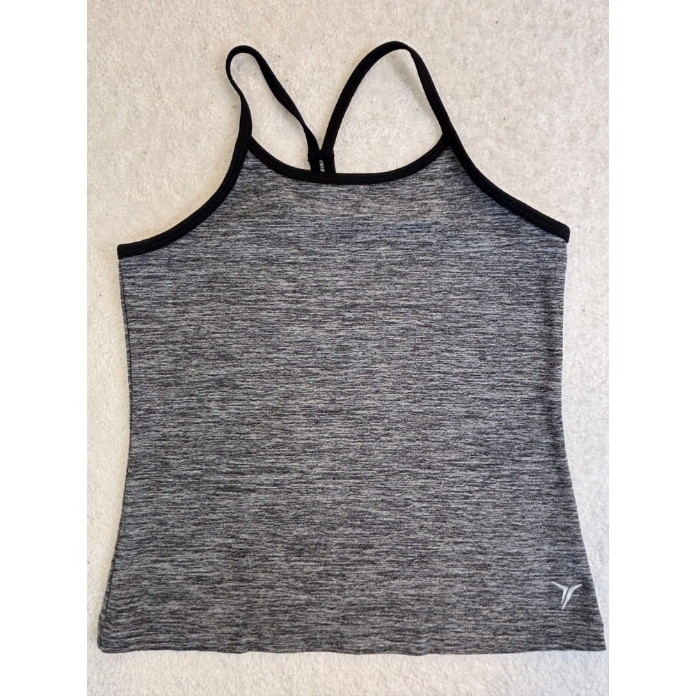Old Navy Active Go-Dry Girls‎ Gray Space Dye Racerback Tank Top Size S 6-7